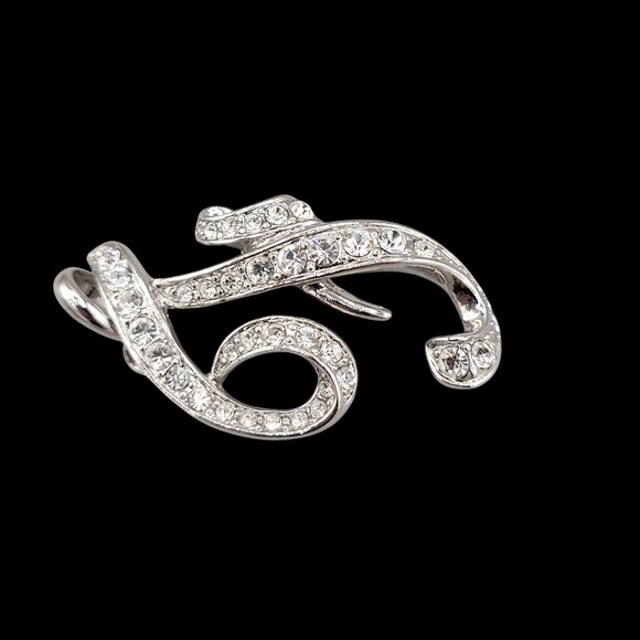 Vintage Nolan Miller Letter F Pendant Cursive Script Pave Set Crystals - Picture 3 of 7